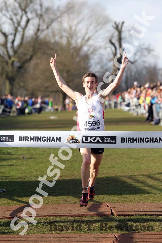 Keith Gerrard (Lancashire) wins the Senior Mens race, McCain Inter Counties Cross Country, Cofton Park, Birmingham.